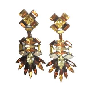 DANNIJO Amber and Gold Crystal Drop Earrings